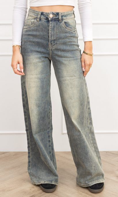 Olivie palazzo fit jeans vintage blauw